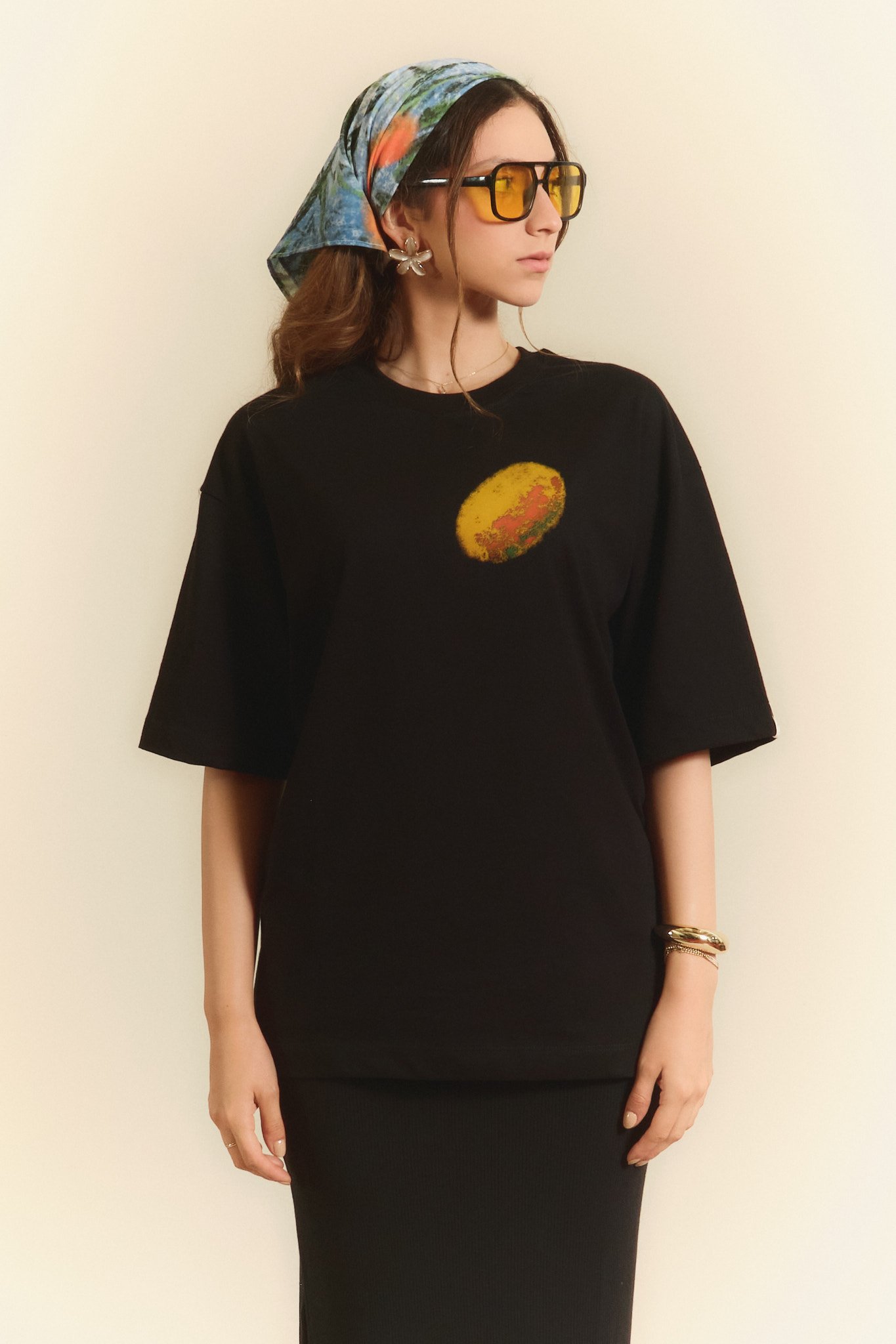 Camiseta Pico de Mango Oversize Negra