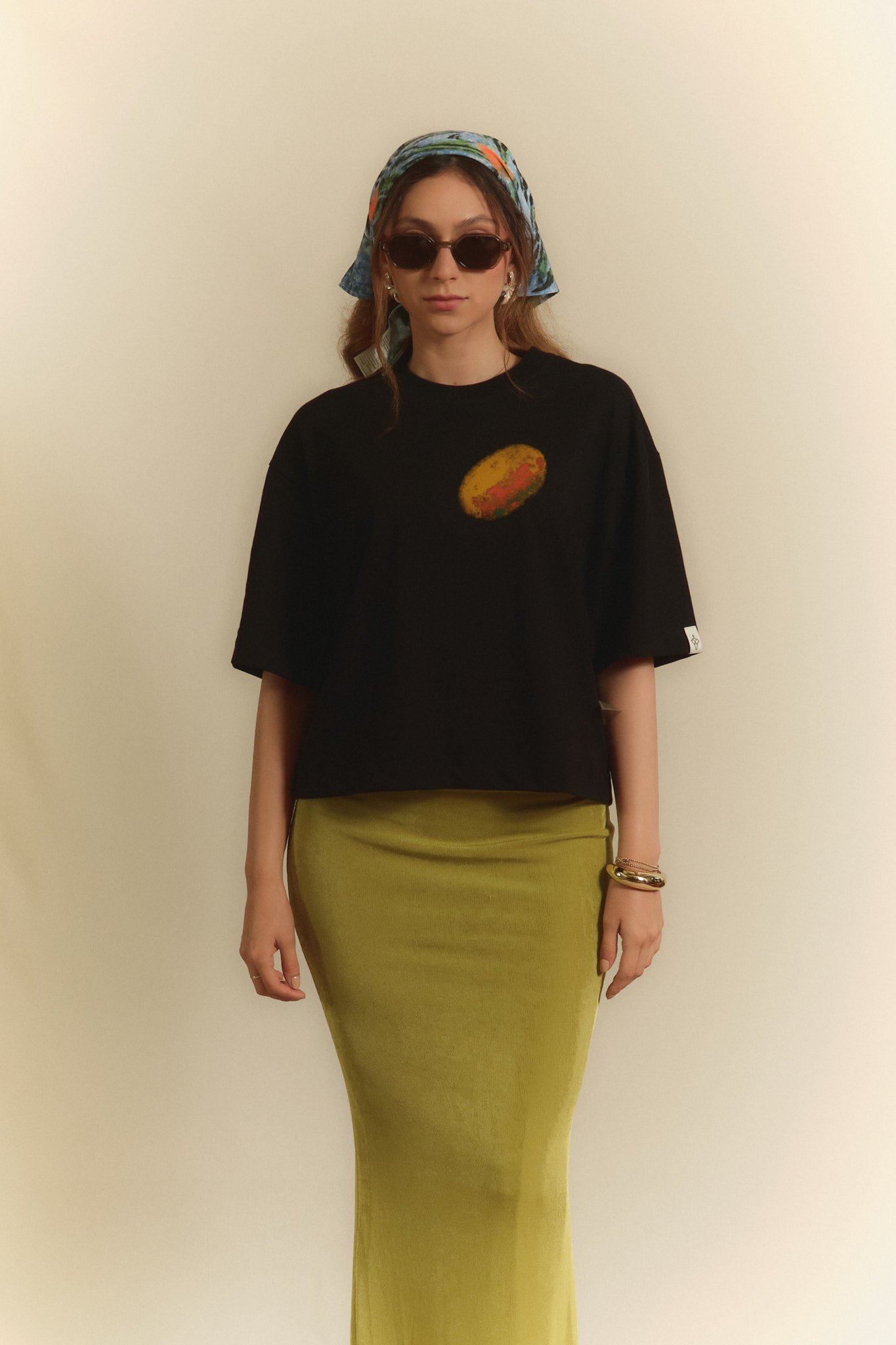 Camiseta Pico de Mango Boxy Negra