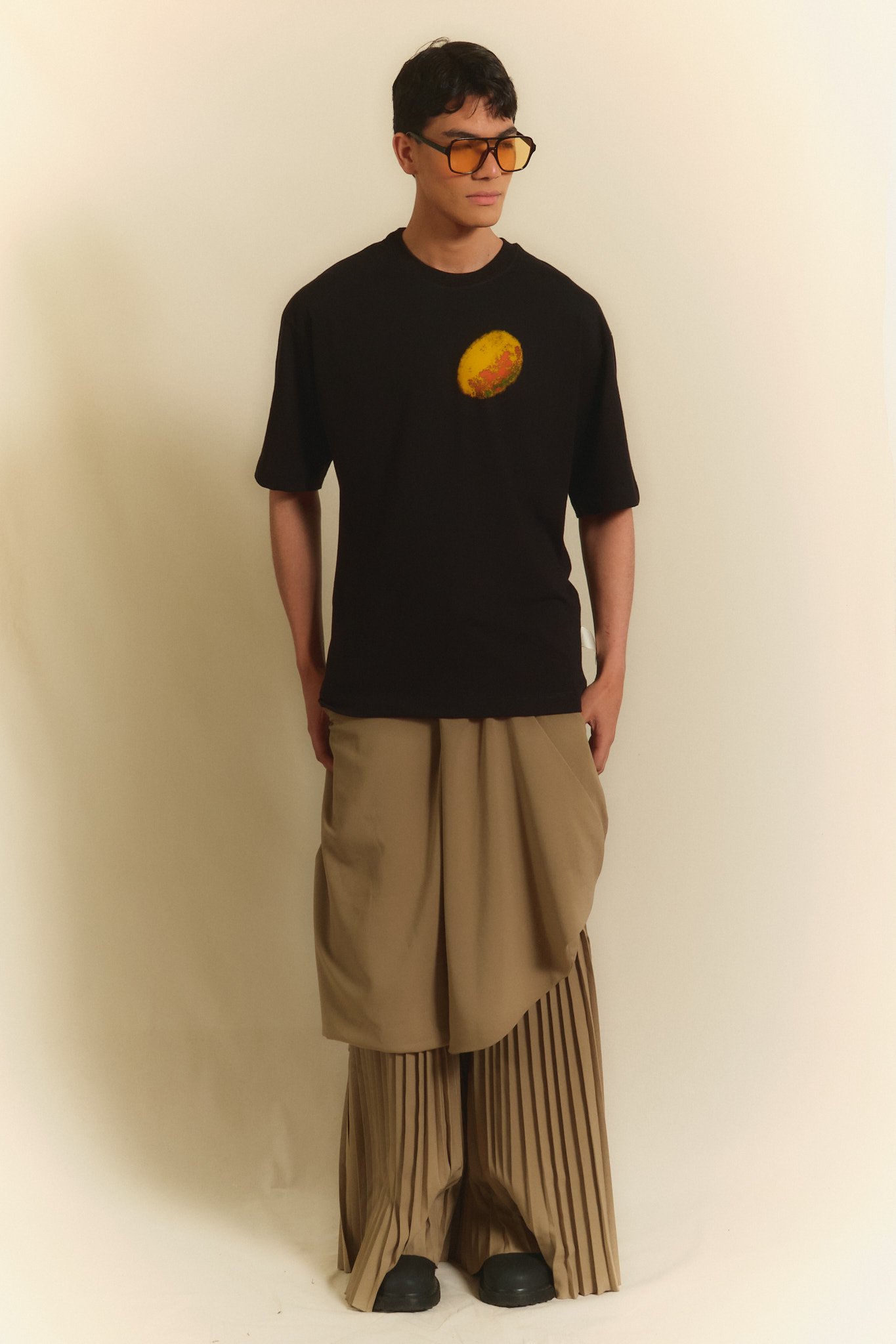 Camiseta Pico de Mango Oversize Negra