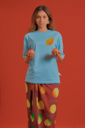 Camiseta Pico de Mango Oversize Azul