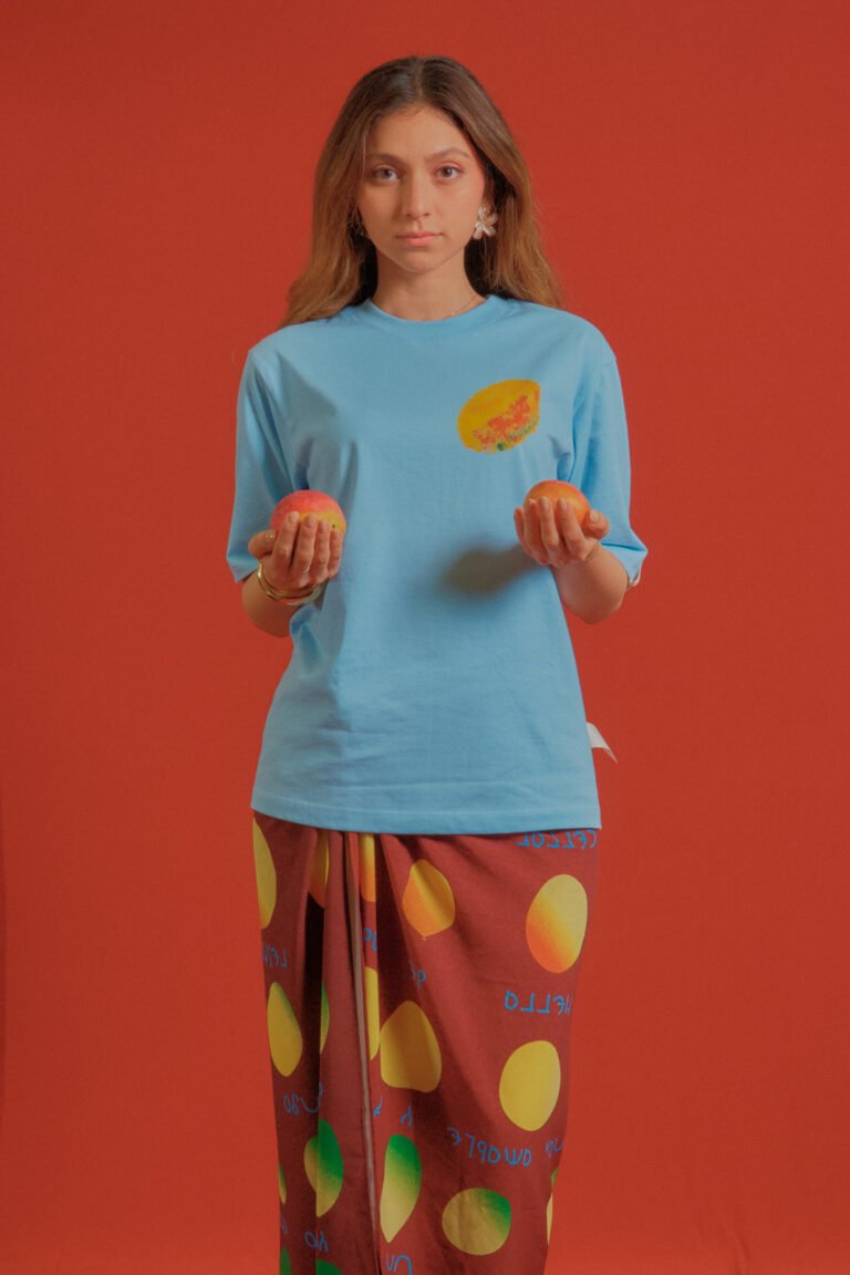 Camiseta Pico de Mango Oversize Azul